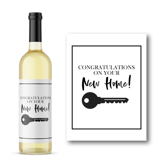 New Home Wine Bottle Label | Custom For Realtor Gift High Quality Wine, Champagne Tall & Mini