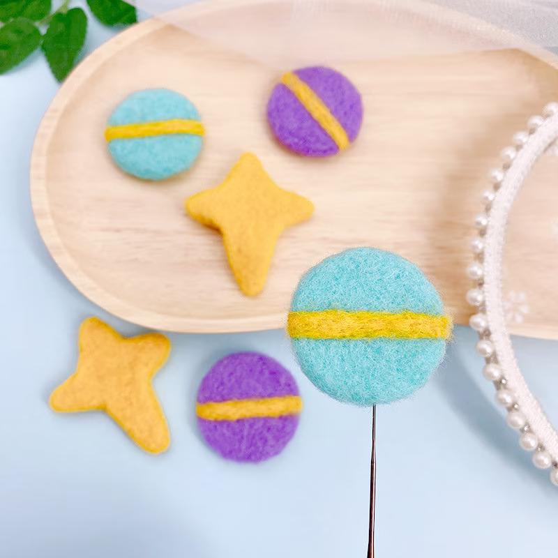 Felted Star, Planets, Needle Felt Earth, Woolen Wool Start Decor, Planet Shape, Accessory