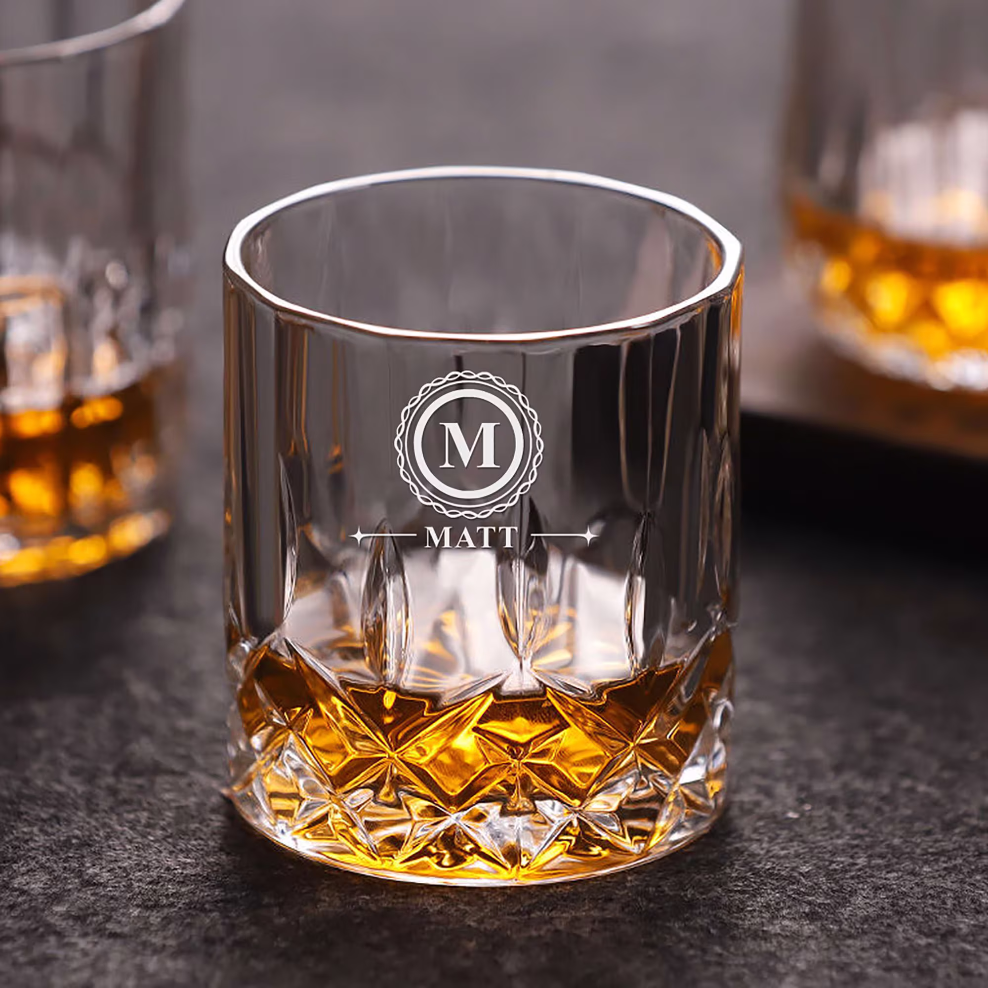 Personalised Whiskey Tumbler | Engraved Whisky Glass 7Oz With Any Name Custom Gift For Man Dad Hand Finished in UK