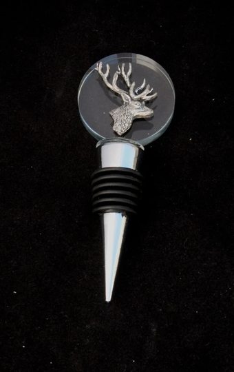 Stag Head Glass & Metal Red Wine Or Whisky Bottle Stopper Cork Christmas Gift 347
