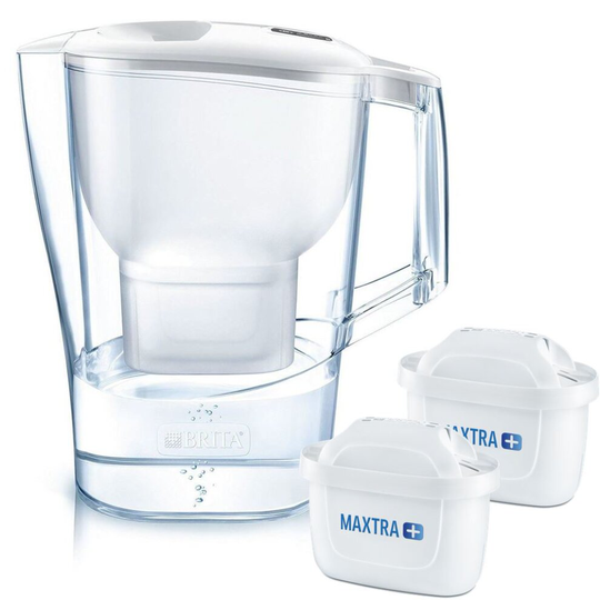 BRITA Aluna MAXTRA+ Plus 2.4L Water Filter Fridge Jug with 2 x Cartridges, White