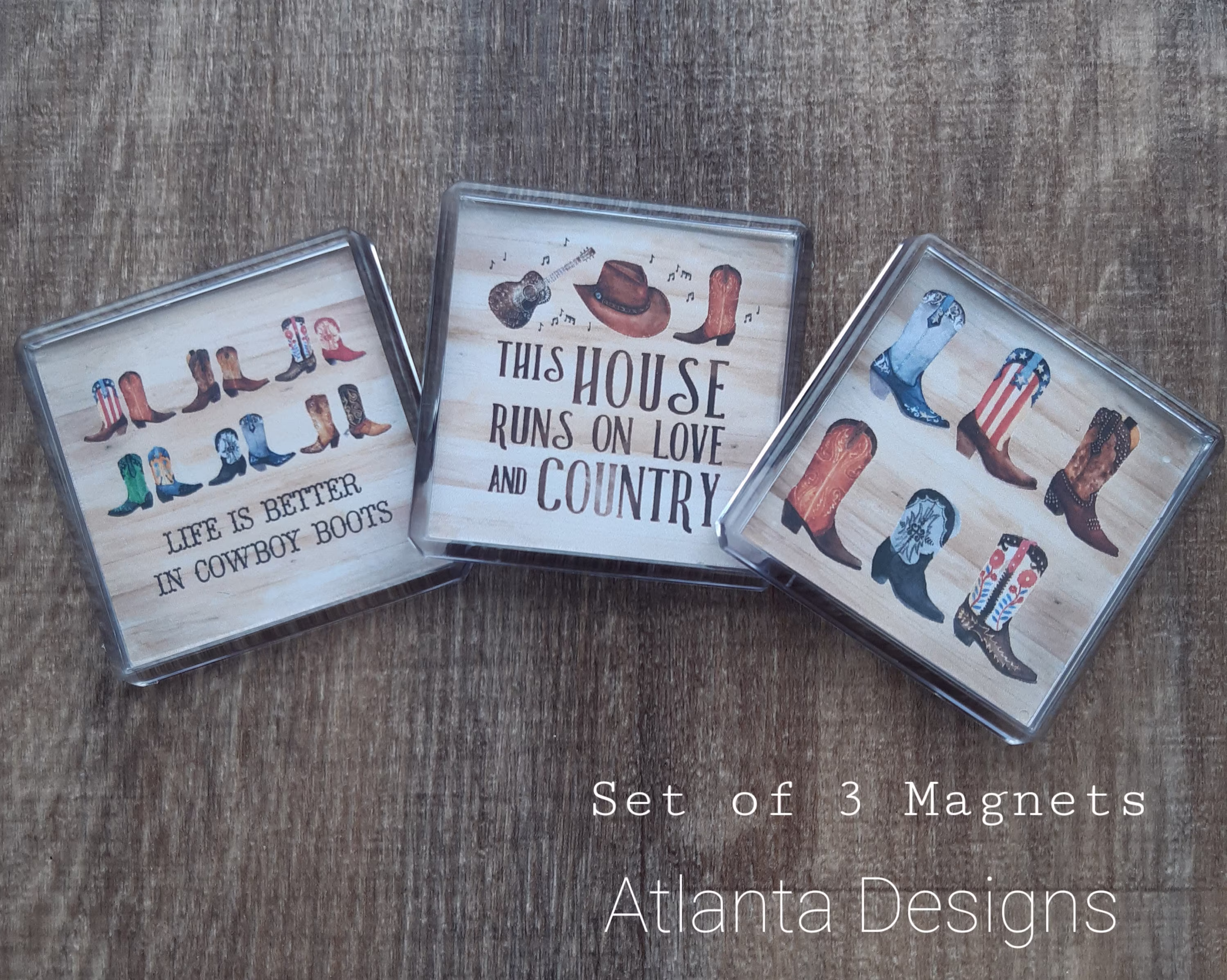 UK Country Music - Cowboy Fridge Magnets Set Of 3