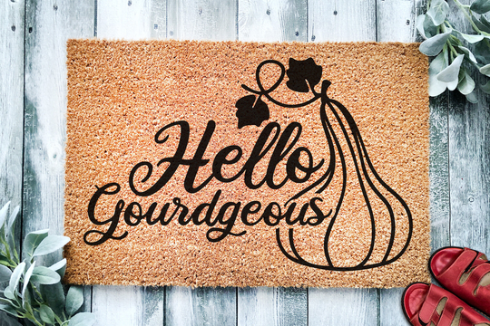 Hello Gourdgeous Door Mat | Fall Decor Doormat Welcome Autumn Gift Home