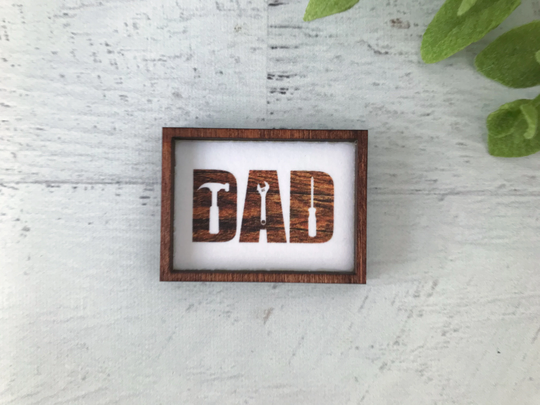 Wood Framed Miniature Sign | Farmhouse Type Tiered Tray Décor Handmade in U.s.a. - Woodgrain "Dad