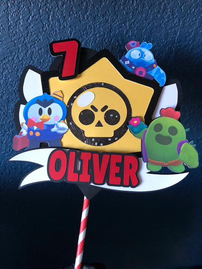 Brawl Stars Inspired Shaker Slider Style Cake Topper Party