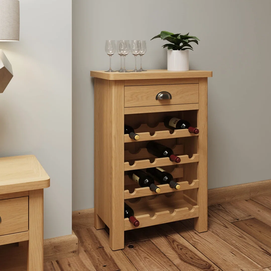 Inbody 16 Bottle Solid Wood Floor Wine Bottle Rack in Brown