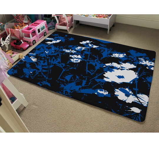 Godwin Designer Shaggy Black/Blue Rug