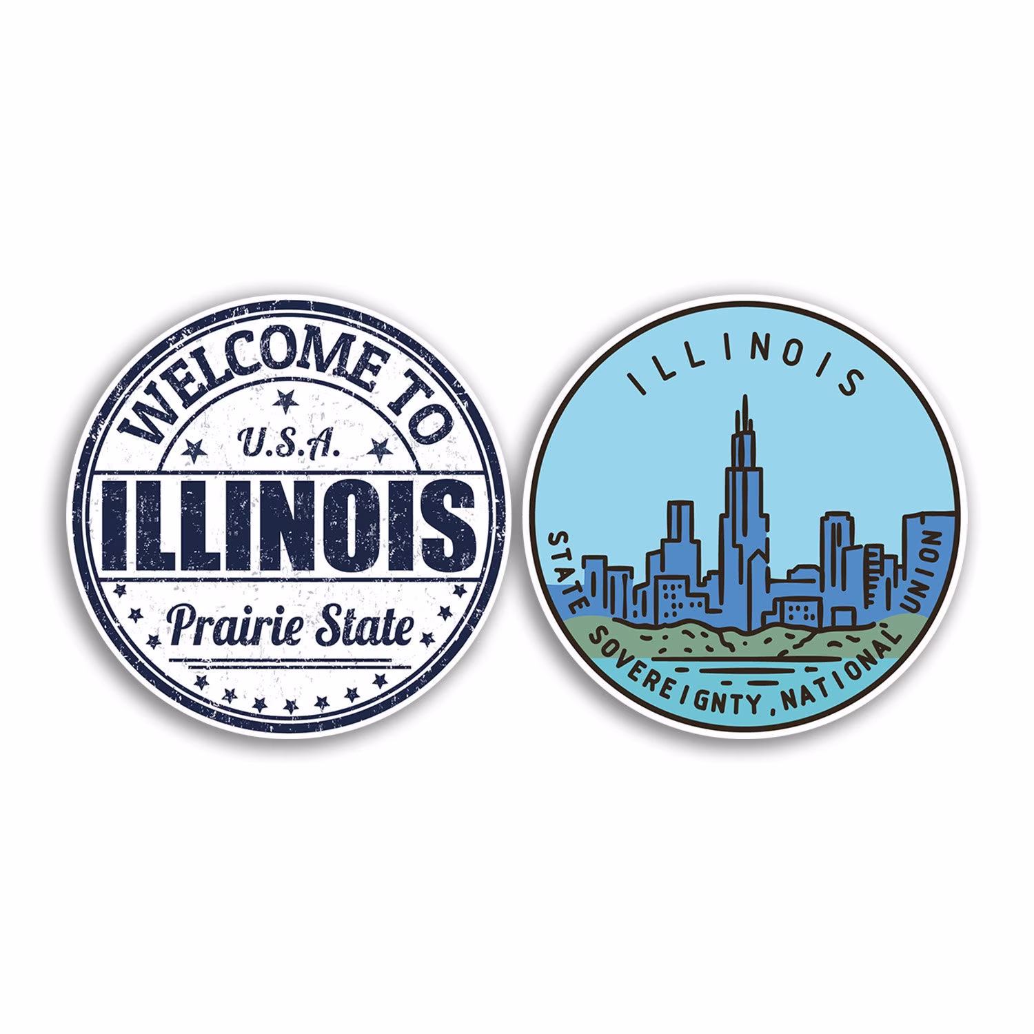 2 X 10cm Illinois Vinyl Stickers - Nyc States America Map Flag Holiday Travel Adventure Luggage Scrapbooking Boys Girls Gift Sticker #78772