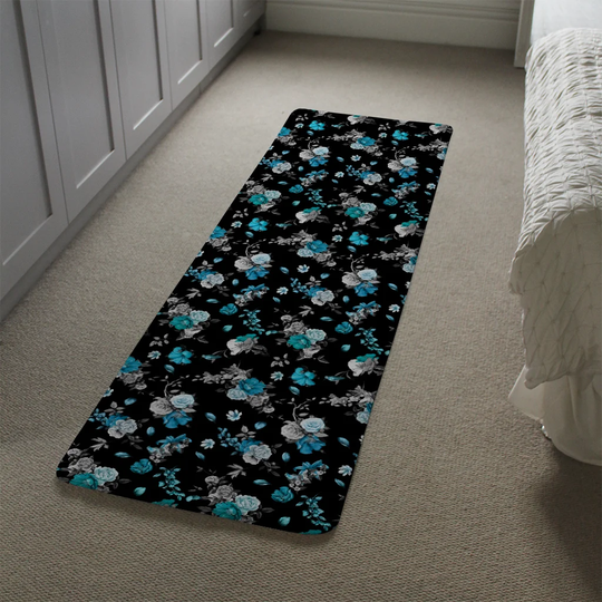Lueck Roses Designer Shaggy Blue/Grey/Black Rug