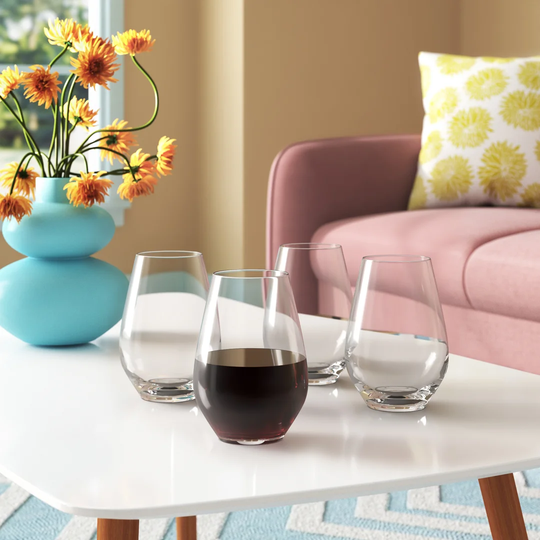 Judge Crystalline Glassware, 4 Piece Stemless Wine Glass Set, 540ml