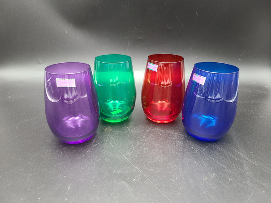 Waterford Marquis Multi Color Glass Tumblers Set Of 4 Purple, Ruby, Amethyst, Green