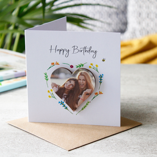 Birthday Magnet Photo Card - Personalised For Her 3D Gift Re-Useable -Happy