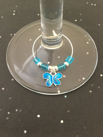 Blue Butterfly Wine Glass Charm/Animal Charms Decor Lover Gift