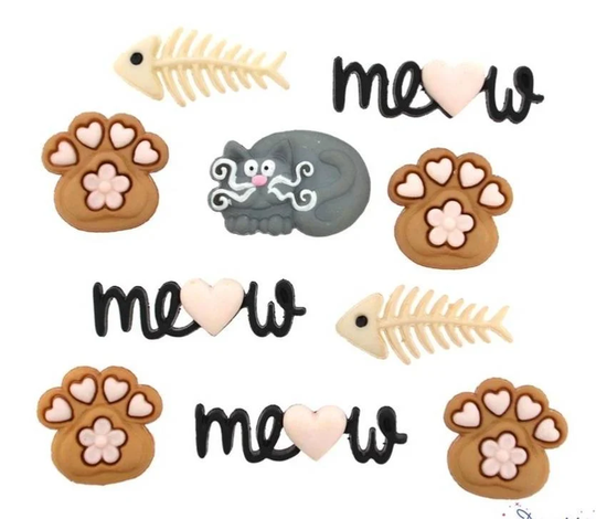 Meow Cat Button/Embellishments
