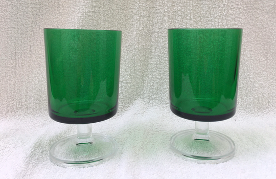 Set Of 2 80S Vintage Glass Goblet Wine Green 80Sretro Cup, Kitchen, Retro