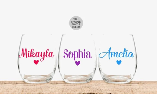 Personalized Stemless Wine Glass, Bridesmaid Glasses, Bridal Party Gift, Proposal, Gift