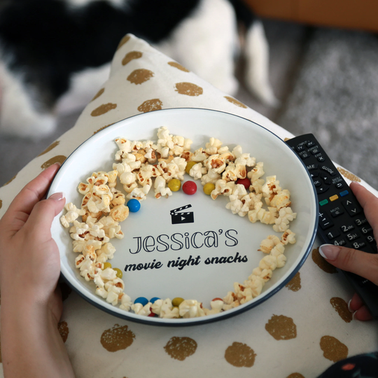 Personalised Movie Night Snacks Enamel Bowl