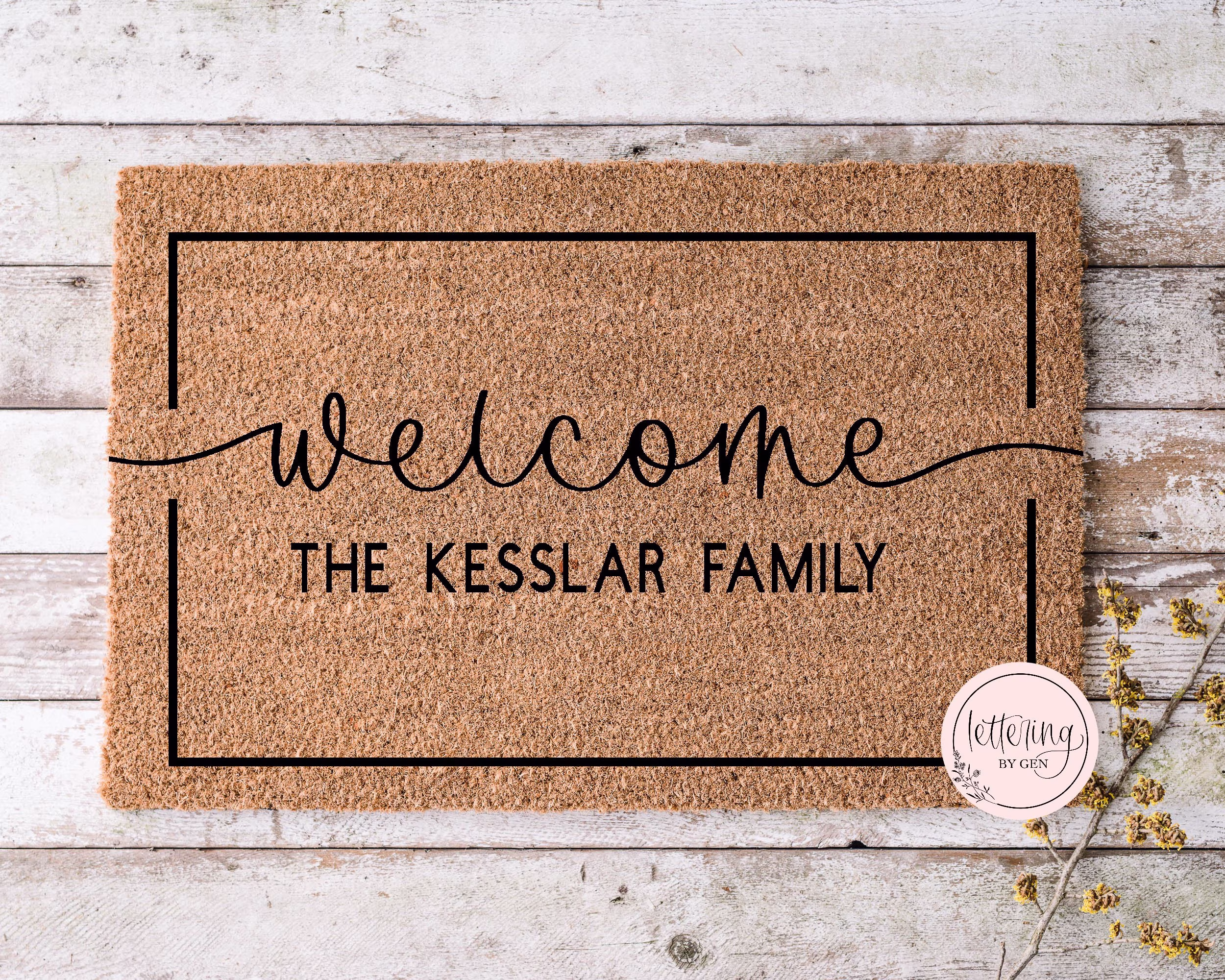 Welcome Mat, Door Entrance Cute, Welcome, Family Name, Last Family, Custom, Made To Order, Calligraphy