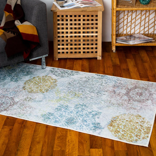 Grigoriy Flatweave Cotton White/Yellow/Green Rug