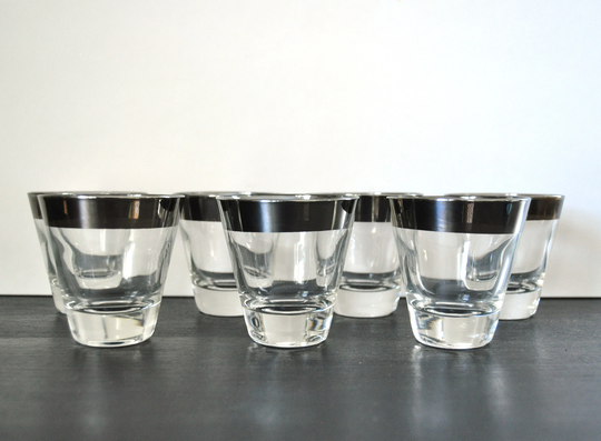 Vintage Silver Band Double Shot Glasses