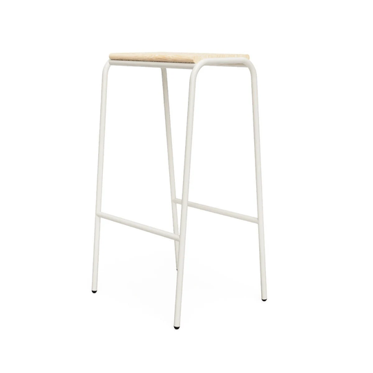 Solid Oak/Silk Grey Stacking Bar Stool - Stackable Minimalist | Aged Oak, Natural Light Oak