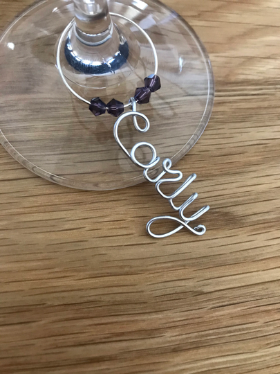 Personalised Wire Wine Glass Charms - Hen Party Gifts Wedding Favour Bridal Gift Place Settings Bridesmaid