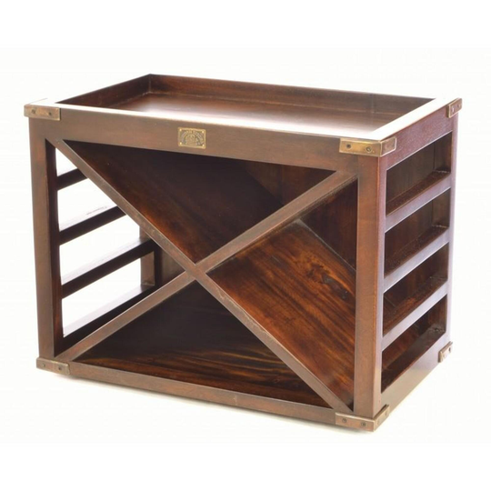 Victorian Cross Wine Rack Vintage Style Solid Mahogany Wood Holder For 12 Bottles Tray Top Wooden Hand Crafted Storage Unit