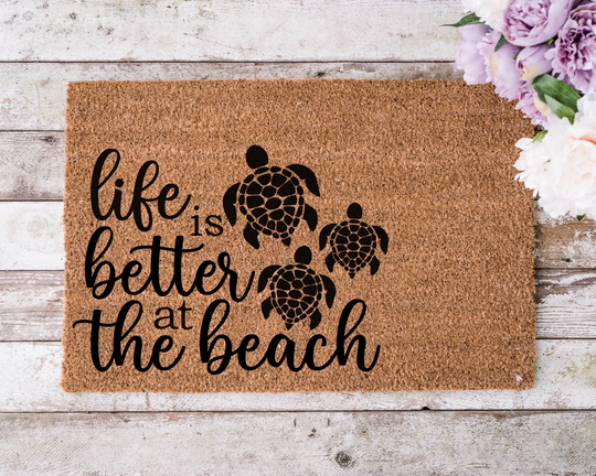 Life Is Better At The Beach Custom Doormat, Turtles Decoration, Starfish Sea Decoration For Home