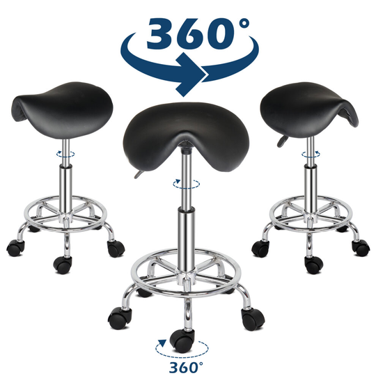 Adjustable Salon Saddle Stool Swivel Hairdress Beauty Chair Black