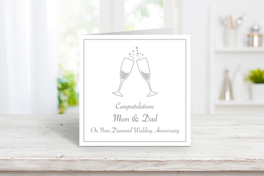 Personalised 60Th Diamond Wedding Anniversary Card For Parents, Handmade For Friends, Keepsake