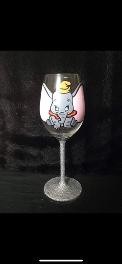 Dumbo Handpainted Wine Glass