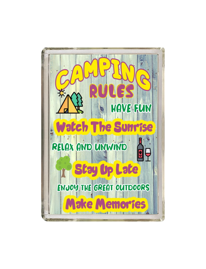 Fun Camping Gift - Rules Novelty Fridge Magnet Ideal Present For Birthday Christmas Lovers