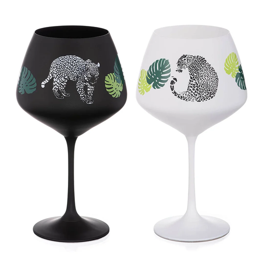 Jungle Leaves 2 Piece 580ml Lead Free Crystal Red Wine Glass