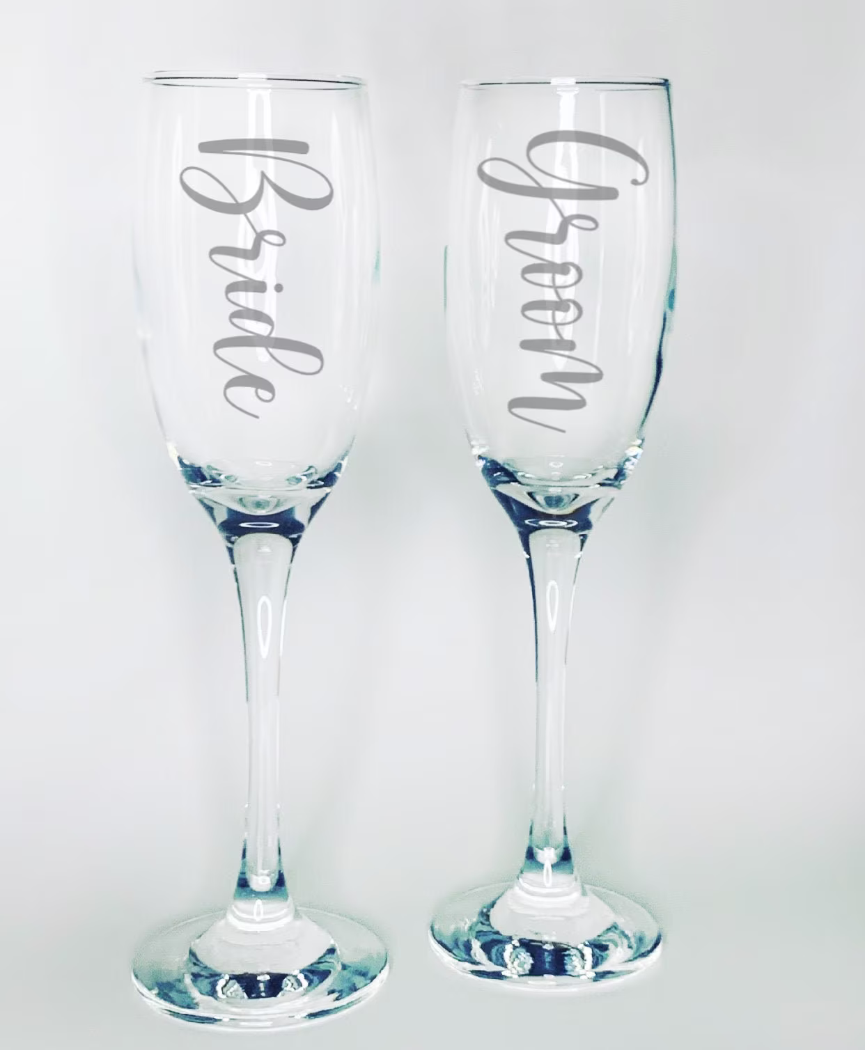 Custom Engraved Bride & Groom Champagne Flute Glass | Personalized Wedding Gift