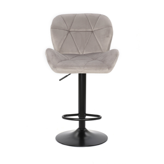 (Light Grey) Bar Stools Gas Lift Stools Velvet Swivel Chairs
