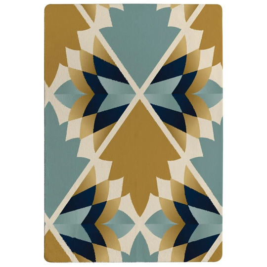Pearsall Cleopatra Fan Ethnic Pattern Designer Shaggy Teal/Brown/Cream Rug