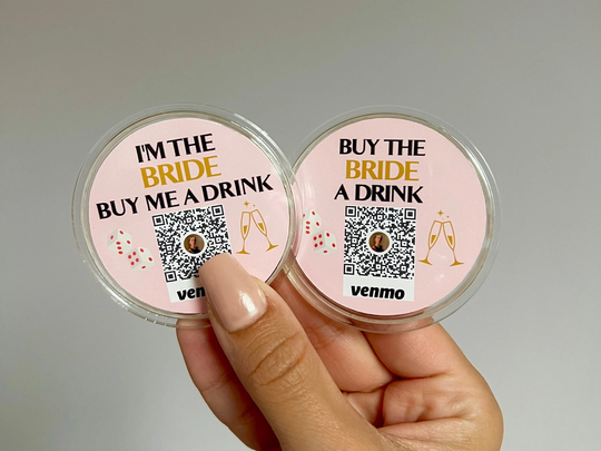 Vegas Theme Bachelorette Party Buy The Bride A Drink Venmo Qr Sticker Code Buttons