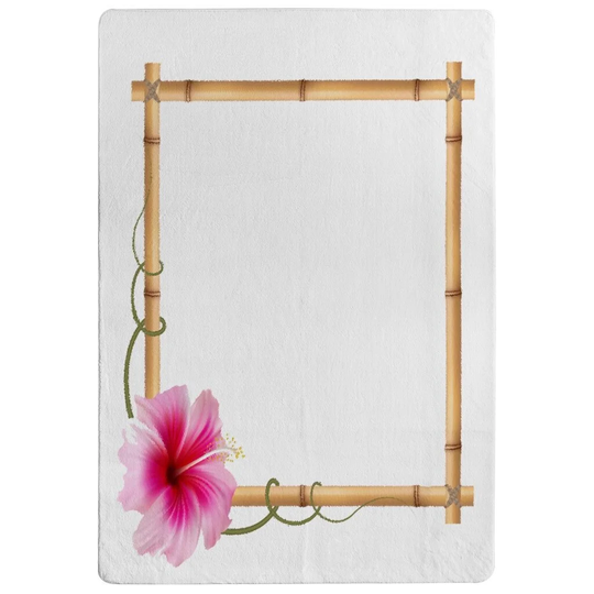 Ozment Bamboo Border Designer Shaggy Cream/Pink/White Rug