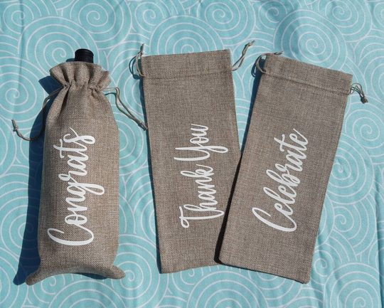 Thank You Gift Bag, Wine Bottle Personalised Congratulations, Celebrate Bag