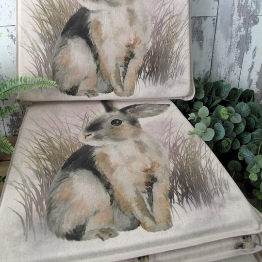 Set Of 4, 6 Or 8 Rabbit Reversible Tapered Seat Pads, Chair Multi Coloured Tapered Kitchen Chair Pad, Bistro, Bar, Patio Seat Pad