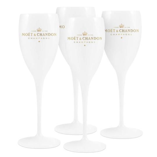 Moet & Chandon Ice Imperial Acrylic Champagne Flutes - White Set Of 4