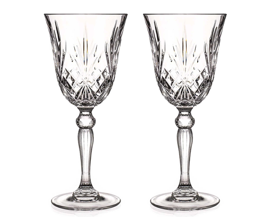 Diamante Chatsworth Wine Glasses - Made From Premium Lead Free Crystal Set Of 2 Perfect Gift