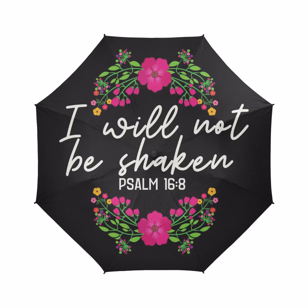 Umbrella Autumn Winter Rain| Will Not Be Shaken| Christian Bible Verse Scripture| Church Minister Wife Pastor| Unique Gift| Free Shipping