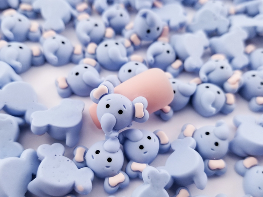 10 Miniature Elephant Cabochons, 14mm Resin Animal Shaker Mold Embellishment Bits, Nail Art Decoration, Slime, Dollhouse Animals