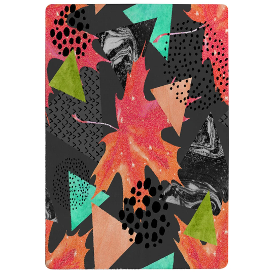 Peterson Maple Leaf Geometrics Shaggy Dark Grey/Pink Rug