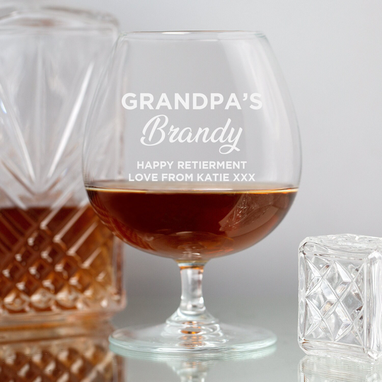 Personalised Engraved Brandy Cognac Glass Birthday Retirement Fathers Day Gifts Ideas For Him Her Mens Grandpa Grandad Christmas Presents
