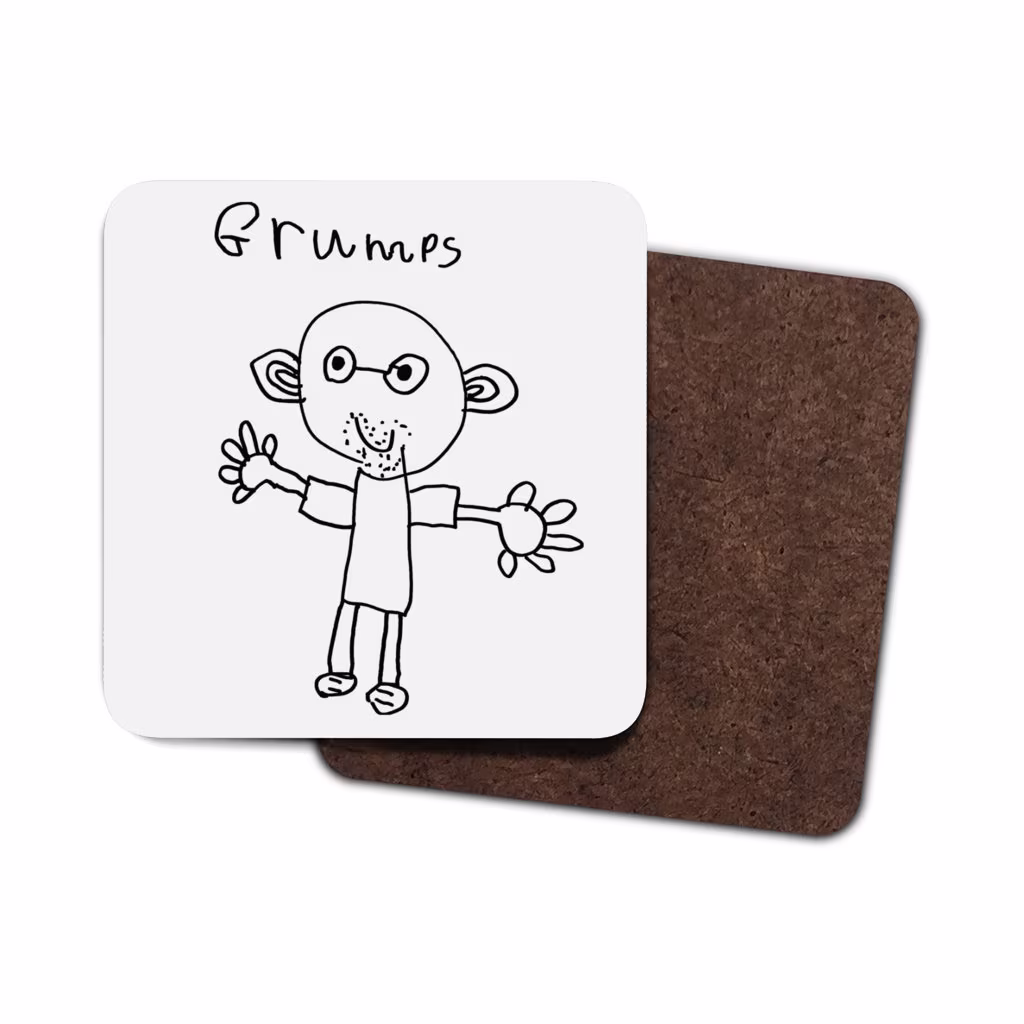 Childrens Drawing Coaster - Mothers Day Gift Fathers Drawings