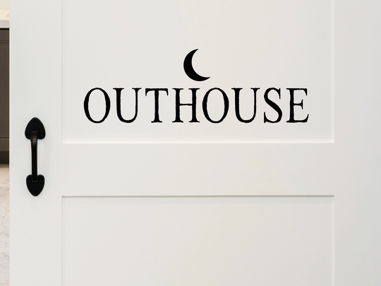Outhouse & Moon | Wall Decal Vinyl Bathroom Sticker Sticker| Door |Bathroom Decor