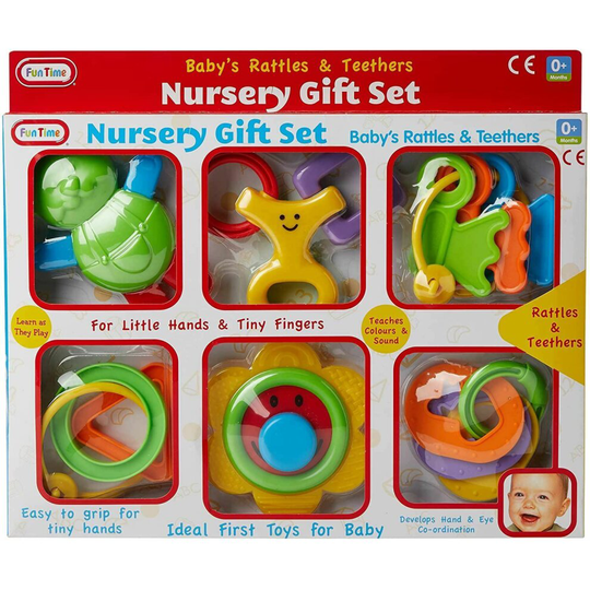 The Magic Toy Shop Rattles And Teethers Baby Newborn Infant Hand Shaker BPA Free Teething Ring Toy