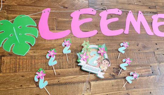 Moana Inspired Birthday Banner, Party, Shaker Cake Topper, Cupcake Toppers, Party Centerpiece